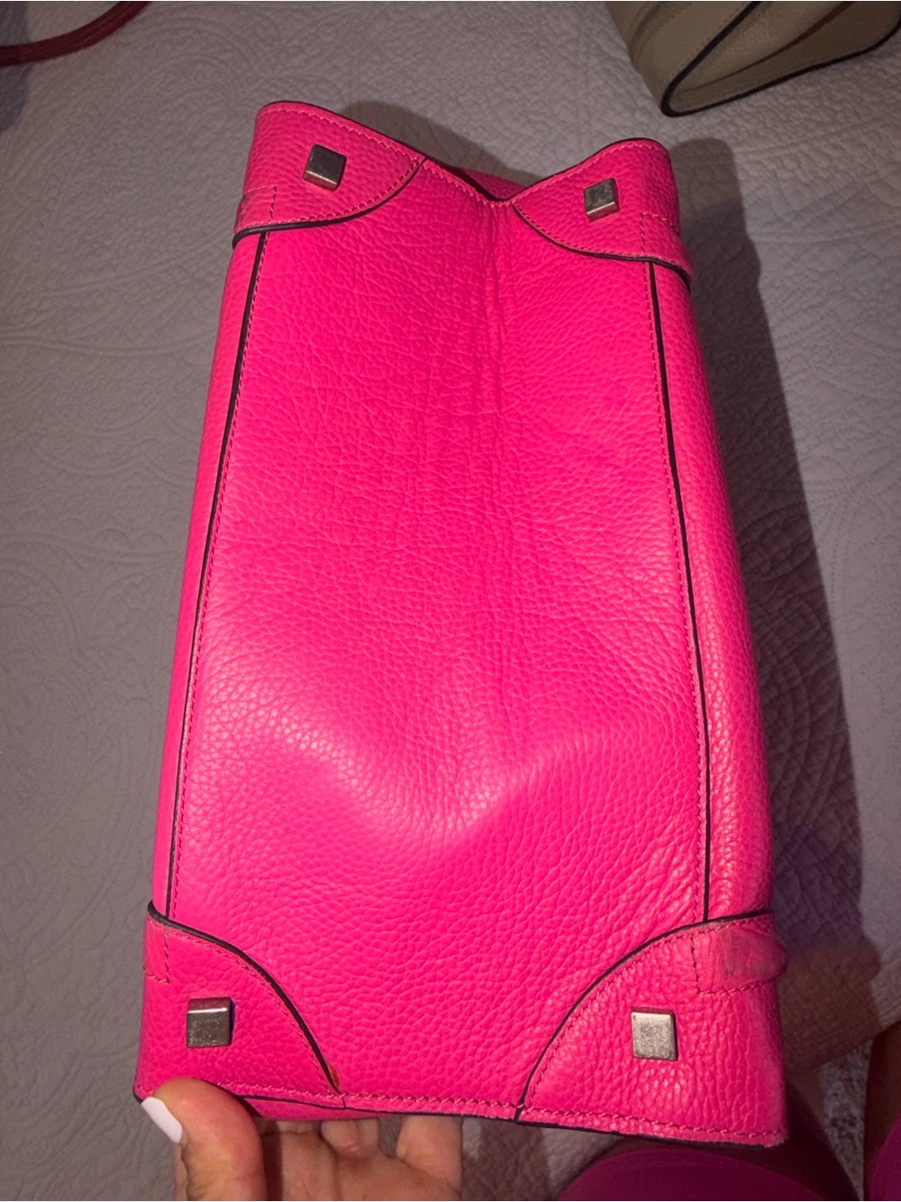 Women’s Pink Leather Tote Bag - Picture 5 of 6